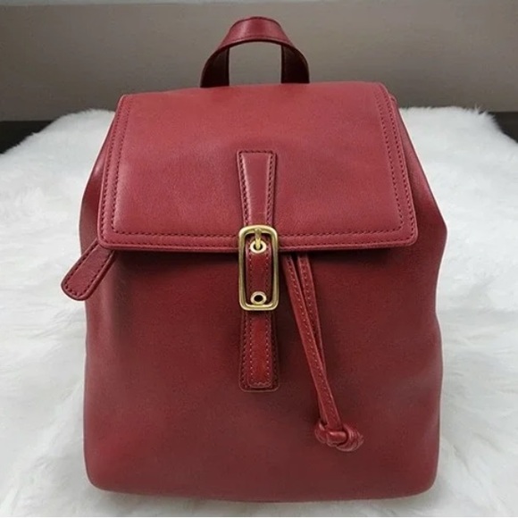 Coach Bags Coach Vintage Hamptons Legacy Red Leather Drawstring